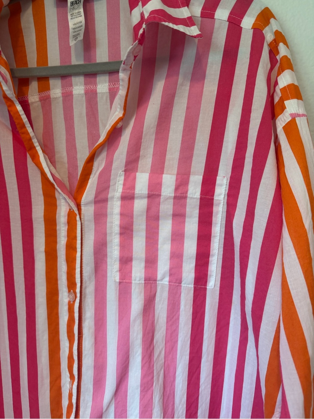 Anthropologie Beach Riot 100% Cotton Pink & Orange Striped Beach Cover-Up S/M - Picture 4 of 7